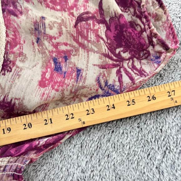 Fairy Womens XXL Pink Lace Trim Peasant Top Floral Boho Cottagecore Sheer 19914 - Picture 4 of 12